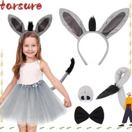 TARSURE 4PCS Donkey Costume Set, Funny Animal Donkey Headband,  Tail Nose Bow Tie Donkey Ears Headba