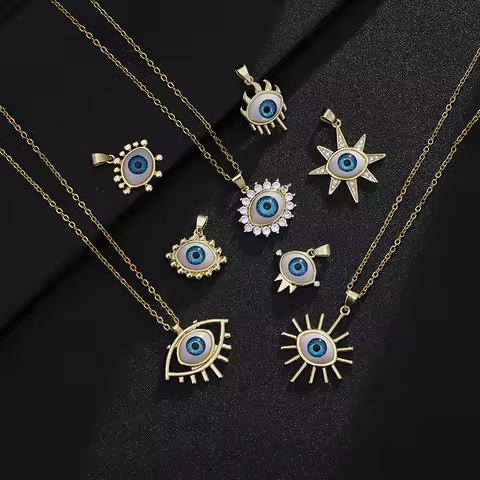 Turkish Lucky Evil Eye necklace Women 8 Style Blue Eyes Female Charm Fashion Enamel Stainless Steel 