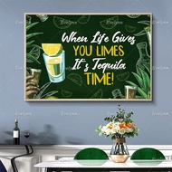 Vintage Tequila Glass Poster, Tequila Time Home Decor Canvas, Meican Drinking Lovers,  tequila Cockt