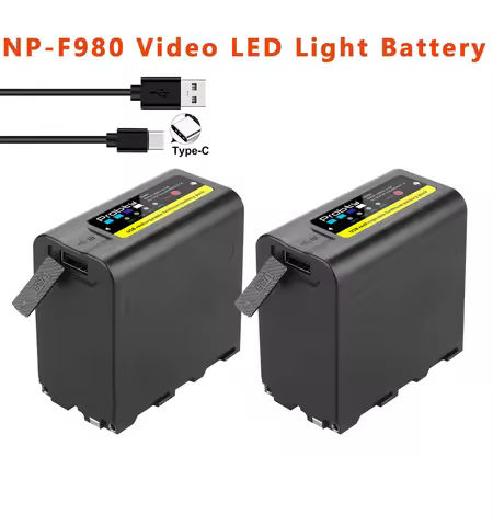 10800mAh NP-F970 NP-F980 with LED power indicator Photographic Lamp Battery for NP F970 F960 LED Vid