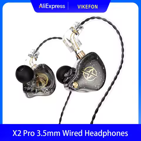 X2 Pro 3.5mm Detachable Wired Headphones Double Dynamic HiFi Earphone Bass Headset Stereo Musician M
