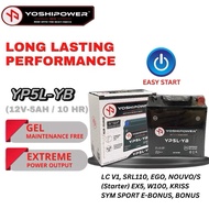 YOSHIPOWER YB5L BATTERY MOTOR LC135 V1 SRL110 EGO NOUVO EBONUS SYM BATTERY YB5
