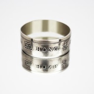 香港硬幣戒指 1 美元 1960 年香港戒指硬幣戒指男士硬幣戒指