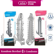 OLO Reusable Crystal Spike Kondom Male Condom Extension Penis Sleeve Extended G-spot Stimulate Crystal Spike Silicone Condom Kondom Berduri