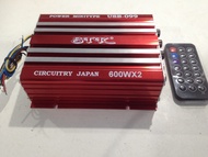 เพาเวอร์ พาวเวอร์ แอมป์ เครื่องขยายเสียง ติดรถ 12V DC STK USB-099 Power 600W x2  1200W USB SD Card F