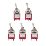 5PCS Toggle Switch 3PDT,ON-ON 2 Position Heavy Duty Rocker Toggle Switch, 9 Pin 2A/250VAC 5A/120VAC 