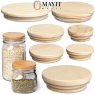 MAYIT Wood Lids Reusable Bottle Sealing Caps Compatible Canning Storage