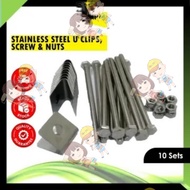 [10set] U-CLIP STAINLESS STEEL GARDEN FENCE / BRC FENCE FENCING NET CLIP & SCREW / BOLT&NUT / KLIP S