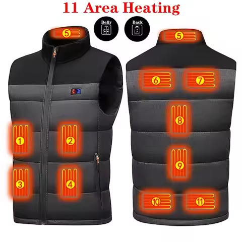 Heated Vest Unisex Charging Heating Clothing Cotton Vest 11 Zone Heating Constant Temperature Vest M