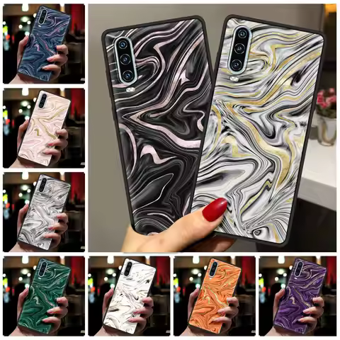 Marble Pattern Gold Glitter Case For Huawei P50 P40 P30 Lite E P20 Pro Y9 Y7 Y6 2019 P Smart 2021 Z 