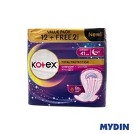 Kotex Total Protection Overnight Wing Pad 41cm (12 + 2 pads)