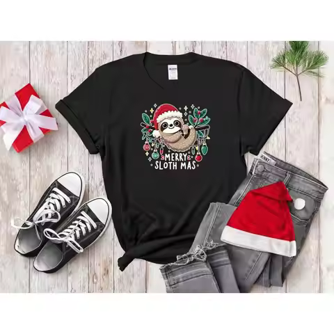 Merry Slothmas T-shirt Christmas Men Women Unisex T Shirt Hoodie Baseball 4328