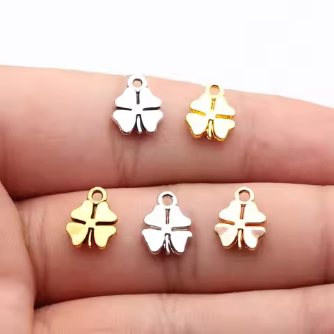 WYSIWYG 20pcs 12x9mm 5 Colors Lucky Clover Pendant Clover Charm Pendant Four Leaf Clover Pendants Fo