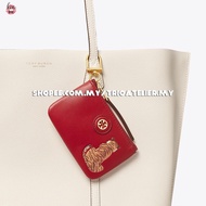 HN8 Tory&Burch Lunar New Year T Monogram Leather Tiger Printed Card Holder With Key Ring