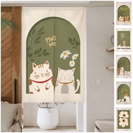 Cartoon Cat Door Curtain for Toilet Kitchen Door Curtain Cute Animal Doorway Curtain for Kitchen Large Size Door Curtain Japanese Style Curtain