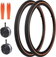 MEGHNA Bicycle Tyre Set Bicycle Coat Tyres 2 Pack 24/26 x 1.5 Inch Cover + 2 Pack AV35 mm Tubes + 2 