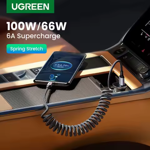 UGREEN 6A 100W USB USB Type C Cable For Huawei Honor Xiaomi 100W/66W Spring Pull Telescopic Fast Cha