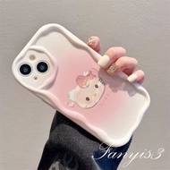 Vivo Y17s V29E Y27 Y36 Y02 Y35 Y16 Y02s Y22s Y15A Y15S Y21s Y20S Y20i Y12s Y17 Y15 Y12 Y11 Y95 Y93 Y91 Ins Sweet Pink Cartoon Cat  3D Wavy Edge Phone Case Soft Cover