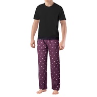 Men's Pajama Set Pajamas for Men 2 Piece Short Sleeve Mens Sleepwear Set with Henley Top and Pants