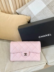 Pre-owned Chanel Classic Flap Wallet Light Pink calfskin