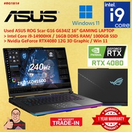 #RG181 USED ASUS ROG STRIX SCAR 16 G634JZ Gaming Laptop intel i9 149000HX 16GB 1TB SSD RTX4080  RTX 