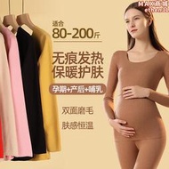 孕婦秋衣衛生褲套裝大尺碼睡衣懷孕期產後哺乳上衣月子服德絨發熱衣