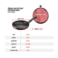 Tefal กระทะก้นแบน Day By Day ก้นอินดักชั่น ขนาด 24 ซม. รุ่น G1430495 / ขนาด 28 ซม. รุ่น G1430695