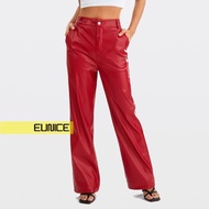 MERAH Eunice Red Highwaist Leather Pants