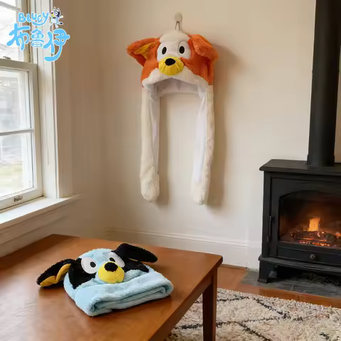 Bluey Hat New Cute Anime Blue Dog Ears Moving Airbag Hat Accessories Kawaii Winter Warm Hat Toys Chi
