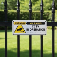 [SFI] Reflective Metal CCTV Sign 24 Hours Video Surveillance Warning Board for Shop Mall Entrance Wa