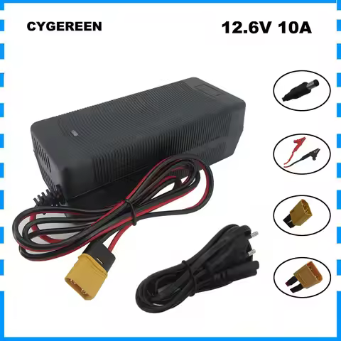 12.6V 10A Lithium Battery Fast Charger 12V 12 Volt XT60 Connector For 3S 12 Volt Li Ion Solar System
