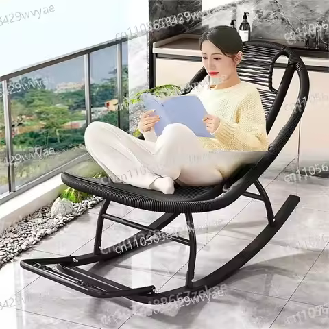 Leisure Lounge Chair, Garden Chair, Widened Rocking Chair, Rattan Rainbow Rocking Chair