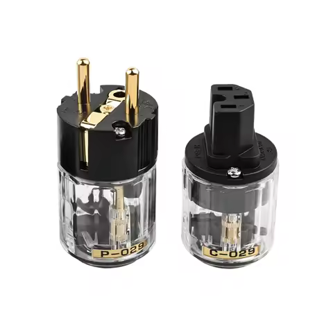 One Pair Oyaide C-029 P-029 Schuko Europe EU Power Plug 24k Gold Plated IEC Audio Connector Female-M