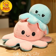 Giant Double-Sided Emotional Octopus - Premium Turquoise - Pink Mini