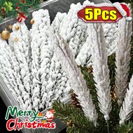5Pcs Xmas Frosted Artificial Pine Picks Snow Flocked Pine Stems White Imitation Spruce Branches for 