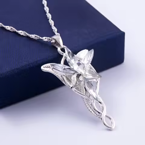 Arwen Evenstar Movie Necklace Silver Color Crystal Pendant Necklaces for Women Girl Party Jewelry Gi