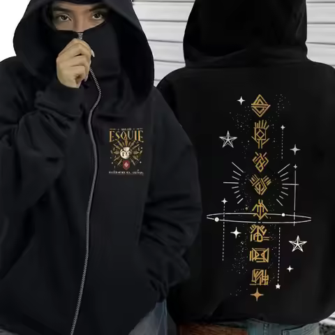 Expedition 33 Autumn Winter 100%cotton zip up hoodie Men's Ninja jacket Balaclava Hooded Mask Design
