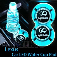 For Lexus LED Water Cup Groove Pad Light Pad Coaster Colorful Light Cover Decorative Interior Coaster Car Accessories