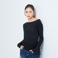 [ERSS] Women's Clothing Perspective Lover Sexy Wrinkled Basket Empty Long TEE-Female Black [K60283]
