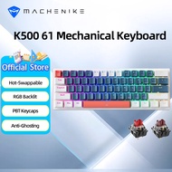 Machenike K500 B61 Wired Mechanical Keyboard 61 Keys Hot-Swappable Transparent PC Keycaps RGB Backli