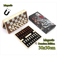 30x30cm Magnetic Folding Chess Set - Premium Edition Wooden Chessboard and Wooden Chess Pieces