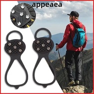 APPEAEA 1 Pair Ice Gripper Spike, Anti-Slip Spike Shoes Crampons,  Universal 5/8 Teeth Spike Grips C