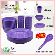 ECOWARE 30pcs Kenduri Set/ Party Set 30pcs/ Plastic Plates Cups Bowls Set/ High Quality Food Grade f