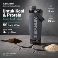 Stanley Activate Shaker Bottle 591ml 20oz, Coffee and Protein Tumbler with 3oz Powder Container, Vac