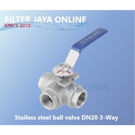 3 Way Ball Valve Stailess steel (3 Way Ball Valve) DN 20 3/4