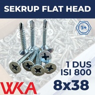 SDS fh Flat Head Screw/ 8x38 (3.8cm) (1 Box Contains 800 pieces) - Flat Head GRC Screw/ Flat Head Bo