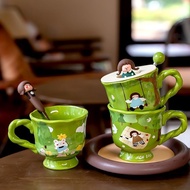 [Discount Discount] Mug Female Cute Water Cup Household Spoon with Lid Ceramic Cup Couple Office Bre