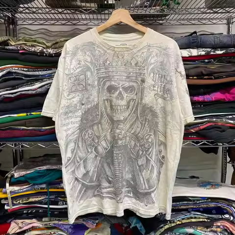 THRASHED y2k grey and white MMA elite all over print grunge style graphic tshirt