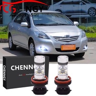 สำหรับ Toyota Vios 2nd Gen 3rd 2008-2019 (ไฟหน้า)-2Pc LED สีขาวโปรเจคเตอร์ หมอกหลอดไฟชุดเปลี่ยนฮาโลเ