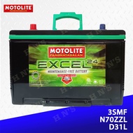 MOTOLITE Excel 3SMF  N70ZZL D31L  Maintenance Free Car Battery with 24 months warranty